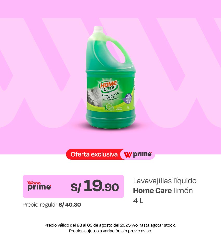 Lavavajillas Líquido Home Care Limón 4L