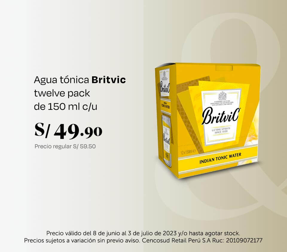Agua tonica Britvic twelve pack de 150 ml c/u