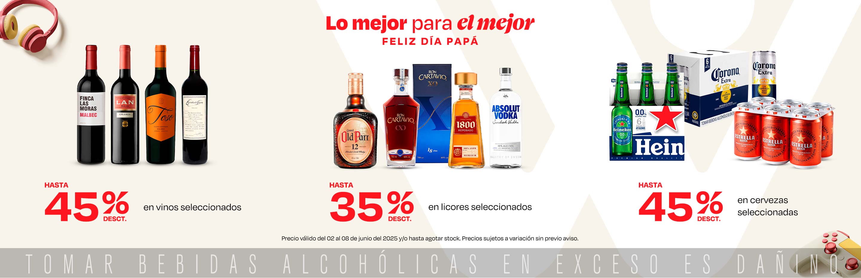Hasta 45% desct, en vinos seleccionados