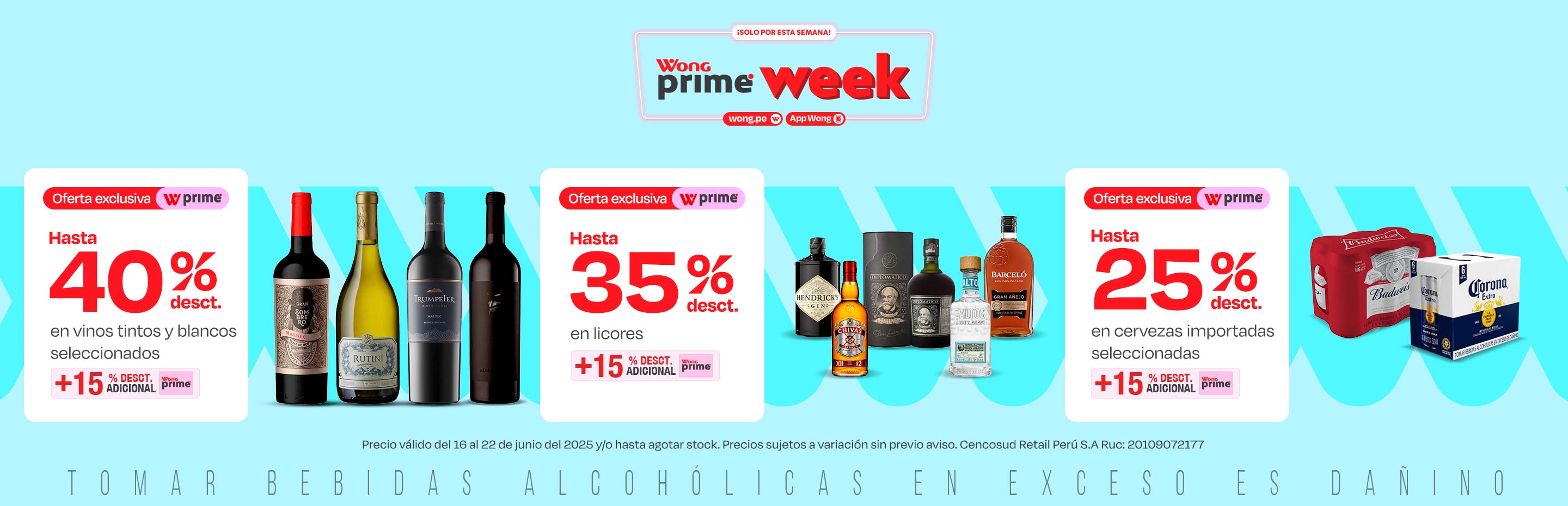 Hasta 40% desct. en vinos tintos + 15% adicional con prime 
