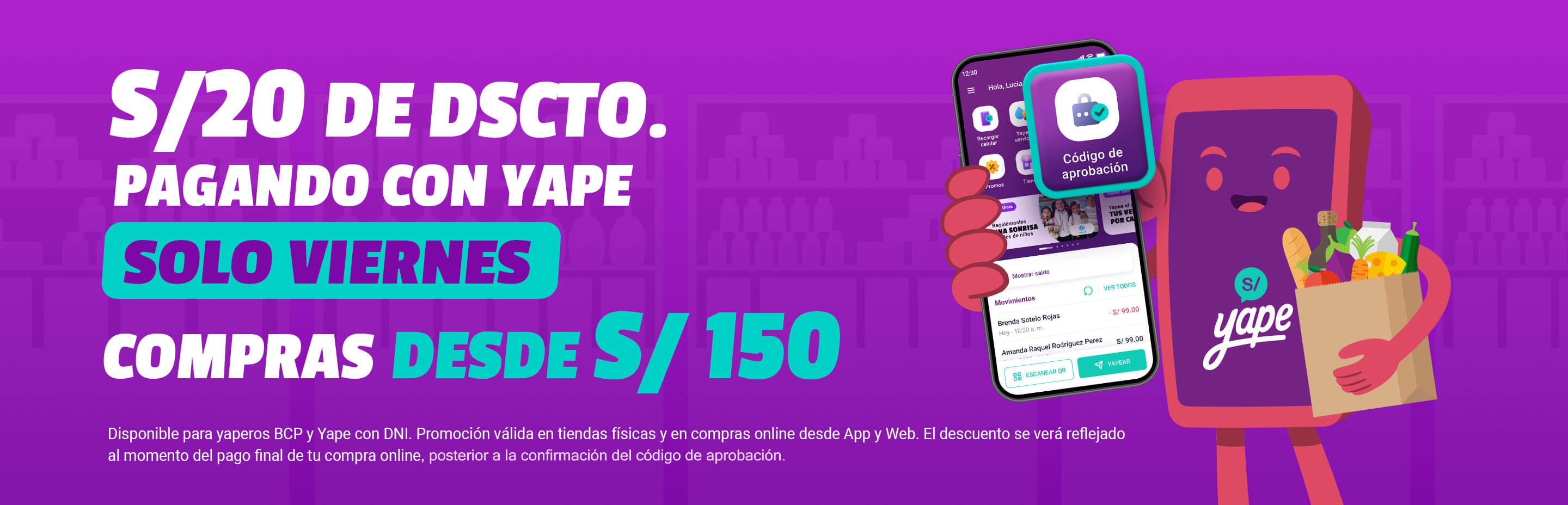 s/20 de dscto. pagando con yape solo viernes