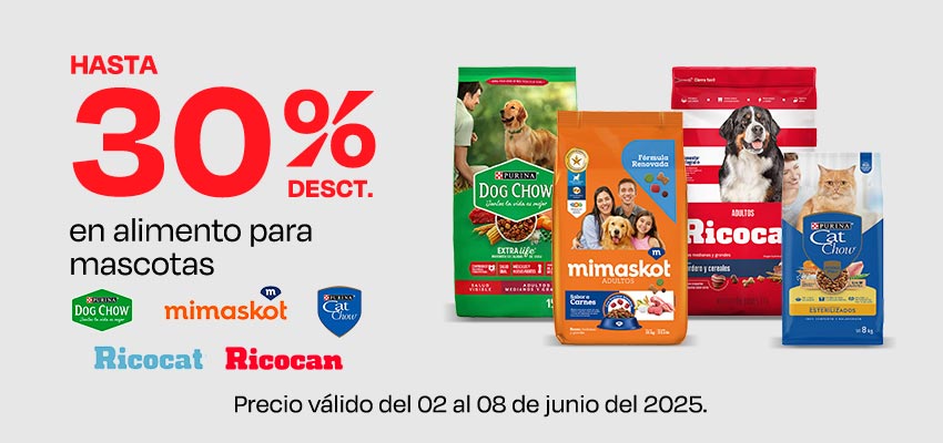 Hasta 30% de desct. en Alimento para Mascotas