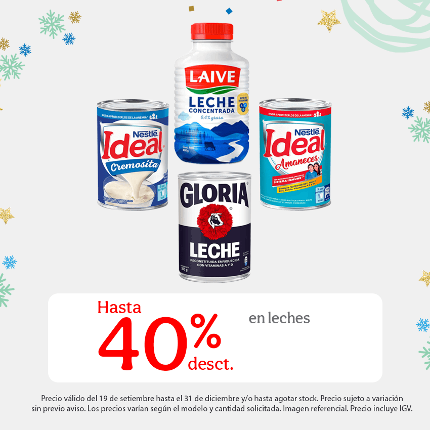 Hasta 40% desct. en leches