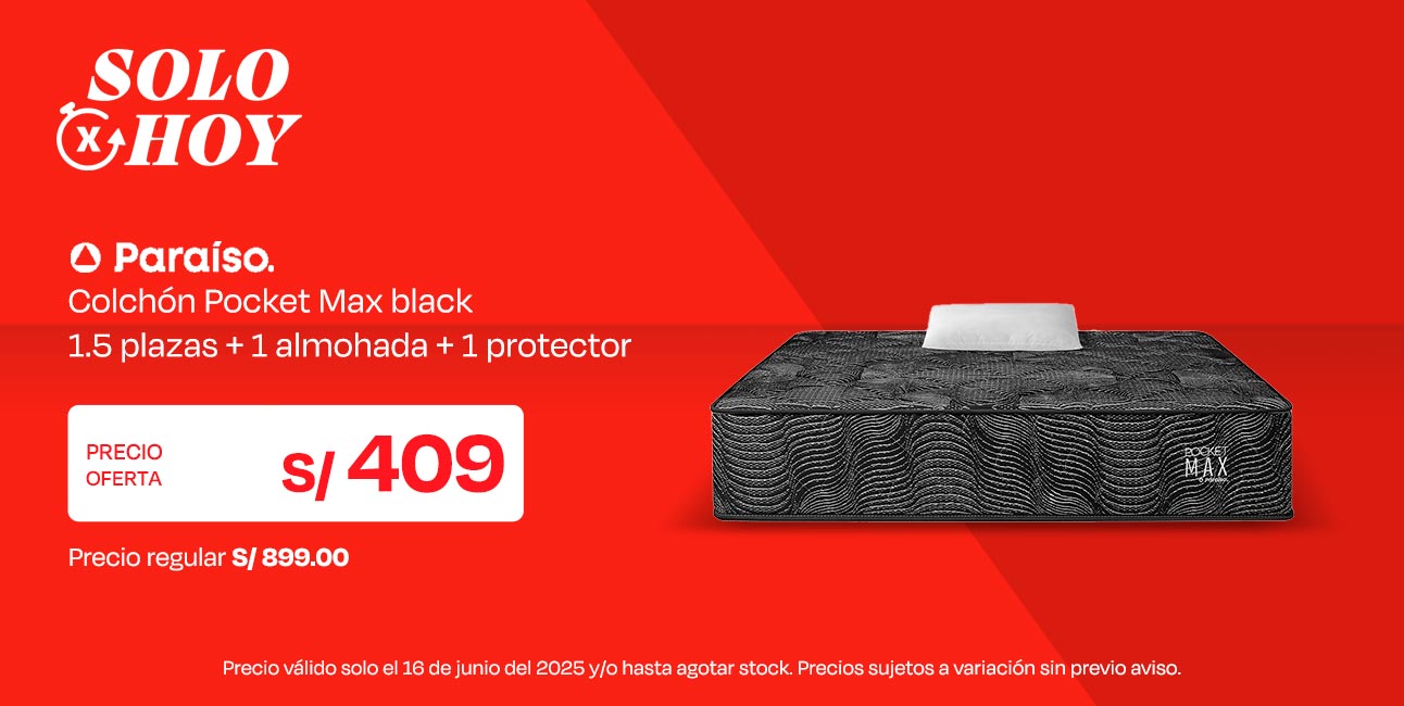 Colchón Pocket Max Black 1.5 Plazas+ 1 Almohada+ 1 Protector