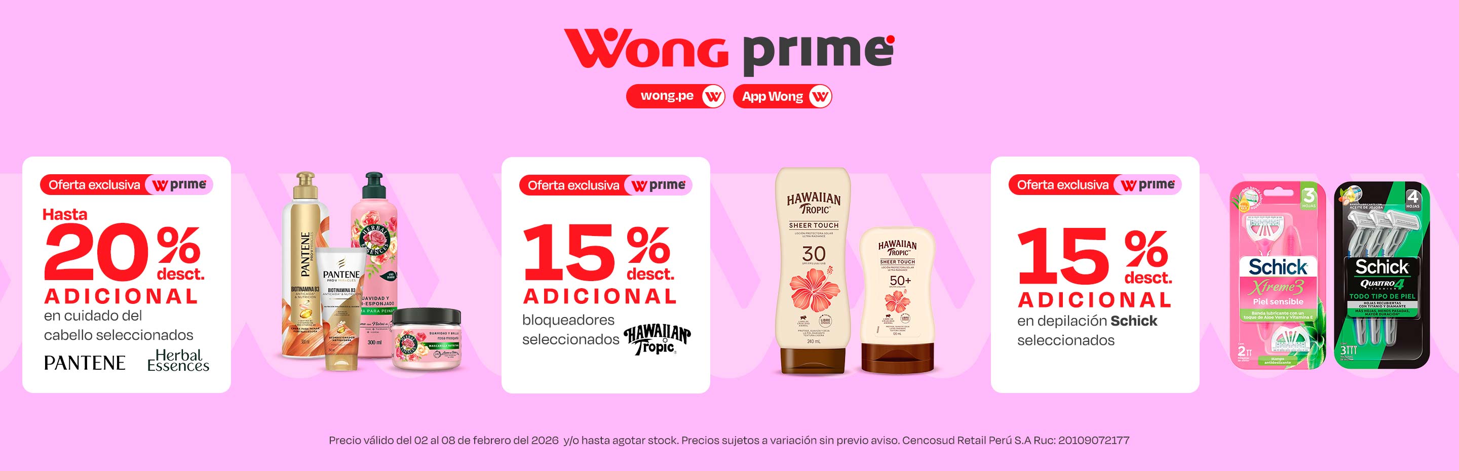 Hasta 20% de desct. acidional en Cuidado del Cabello Pantene y Herbal Essences seleccioandos