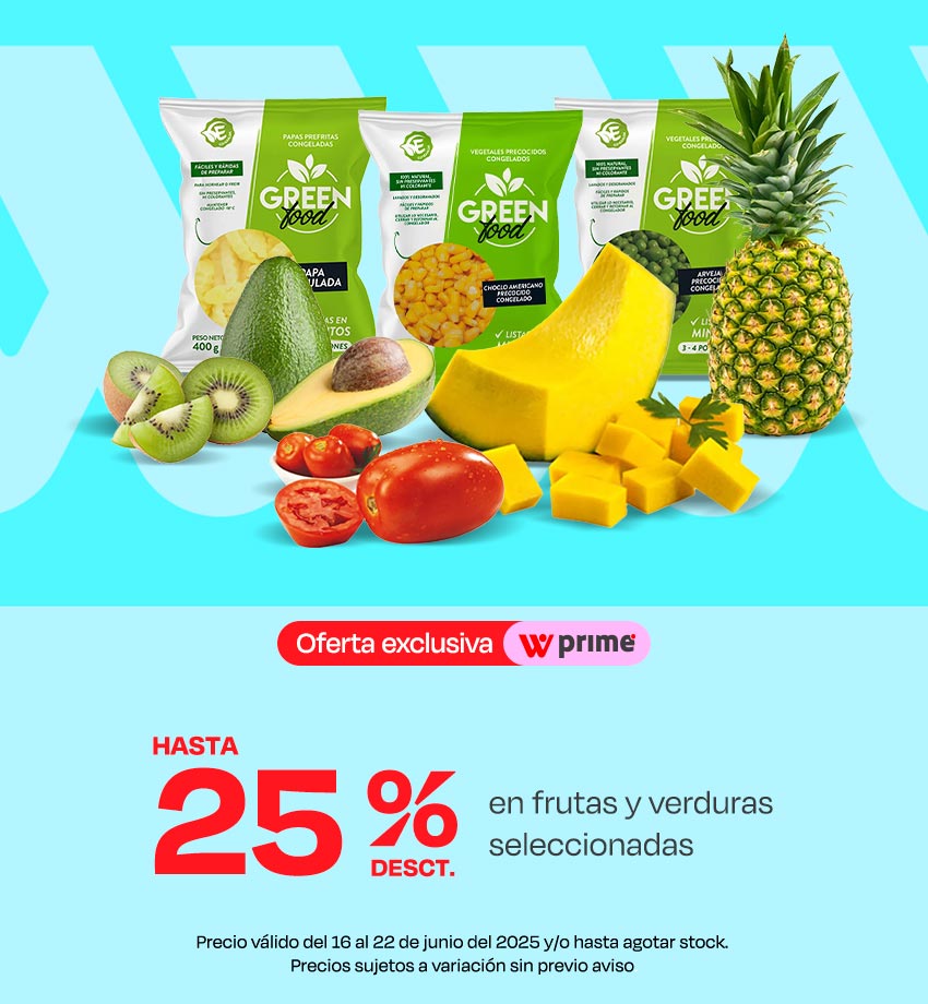 Hasta 25% de desct. En frutas y verduras seleccionadas.