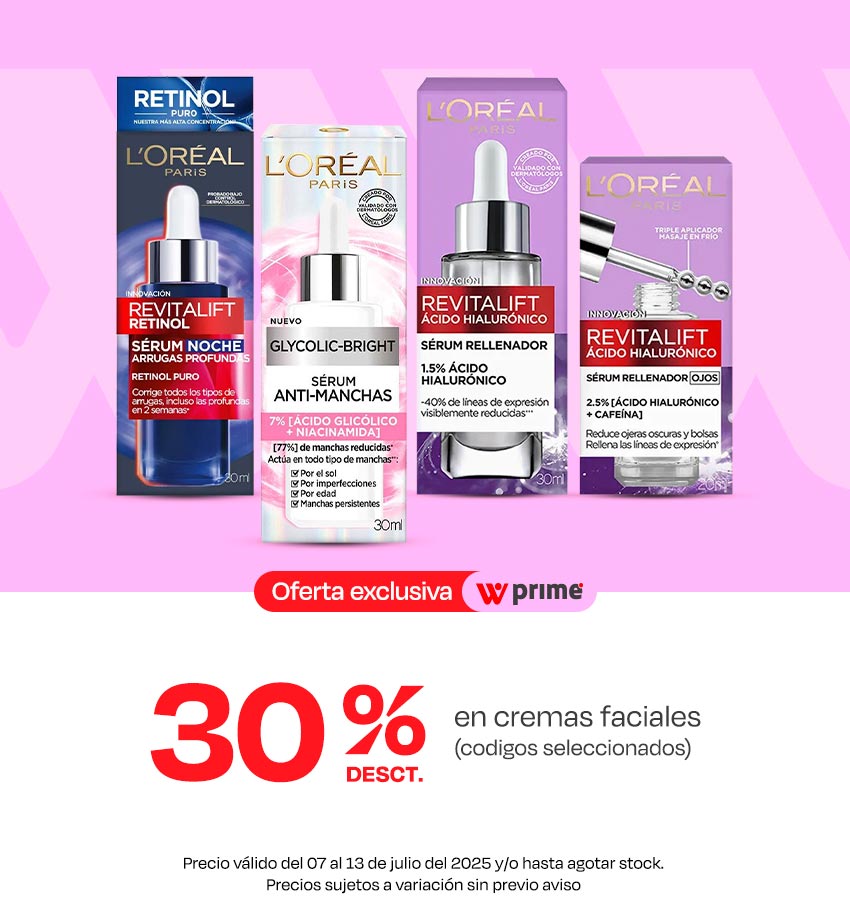 30% desct en Cremas Faciales (codigos seleccionados)