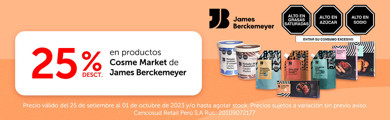 25% desct. en productos Cosme Market de James Berckemeyer
