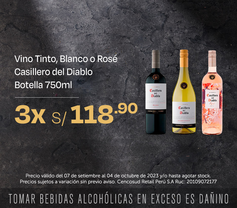 Vino Tinto, Blanco o Rosé Casillero del Diablo Botella 750ml