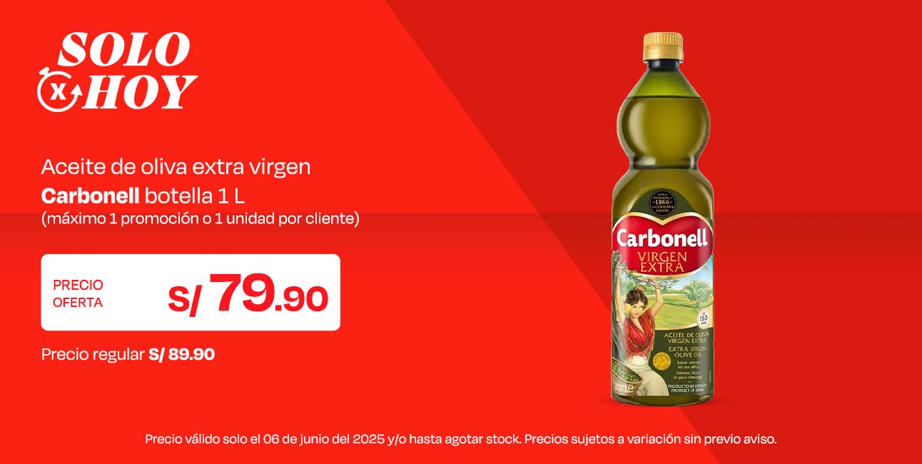 Aceite de Oliva Extra Virgen Carbonell Botella 1 Lt (Máximo 1 promoción o 1 unidad por cliente)
