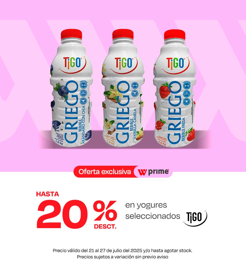 Hasta 20% de desct. En yogures Tigo seleccionados.
