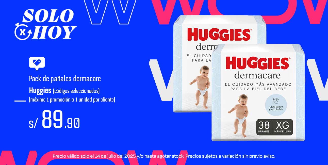A 89,9 en pack de pañales Dermacare Huggies (Codigos seleccionados)