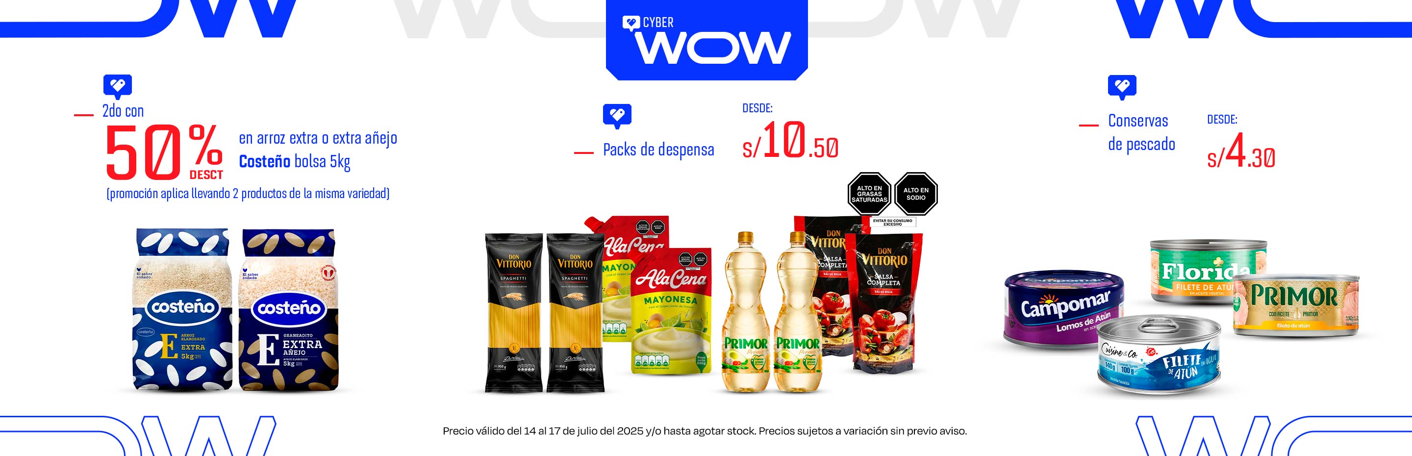 2do con 50% desct. en arroz extra o extra añejo Costeño bolsa 5kg (Promoción aplica llevado 2 productos de la misma variedad)