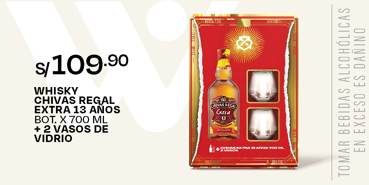 WHISKY CHIVAS EXTRA 13 700ML + 2 VASOS