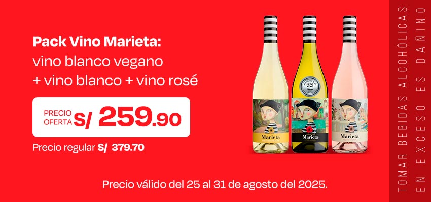 Pack Vino Marieta: Vino Blanco Vegano + Vino Blanco + Vino Rosé