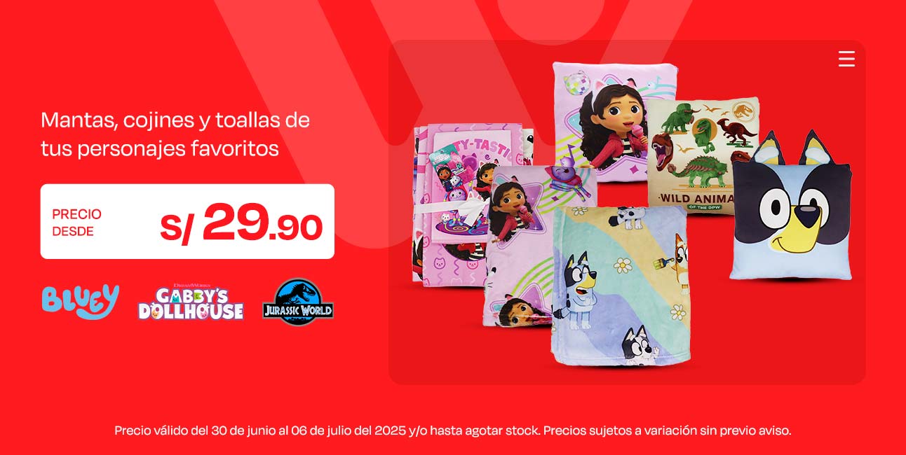 Mantas, Cojines y Toallas de tus personajes favoritos desde S/. 29.90