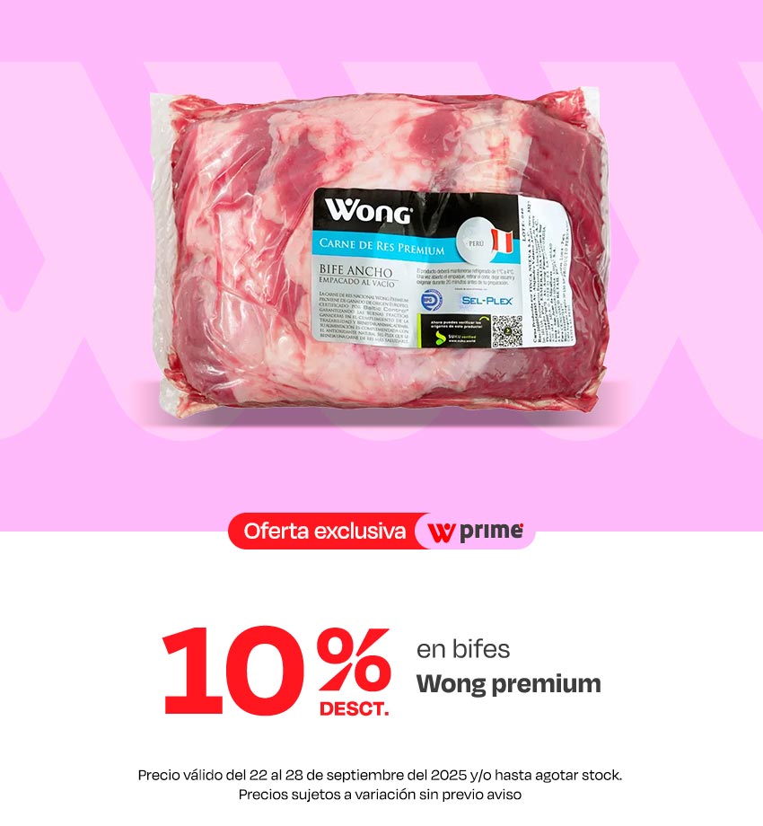 10% dscto. En Bifes Wong premium