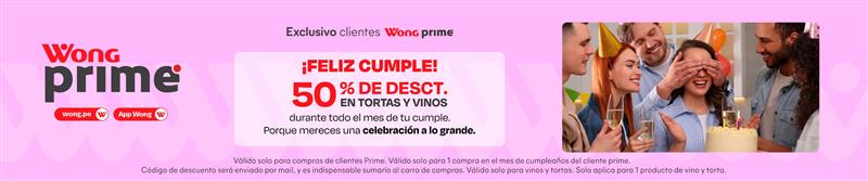 ¡Feliz cumple! 50% de desct. en tortas y vinos