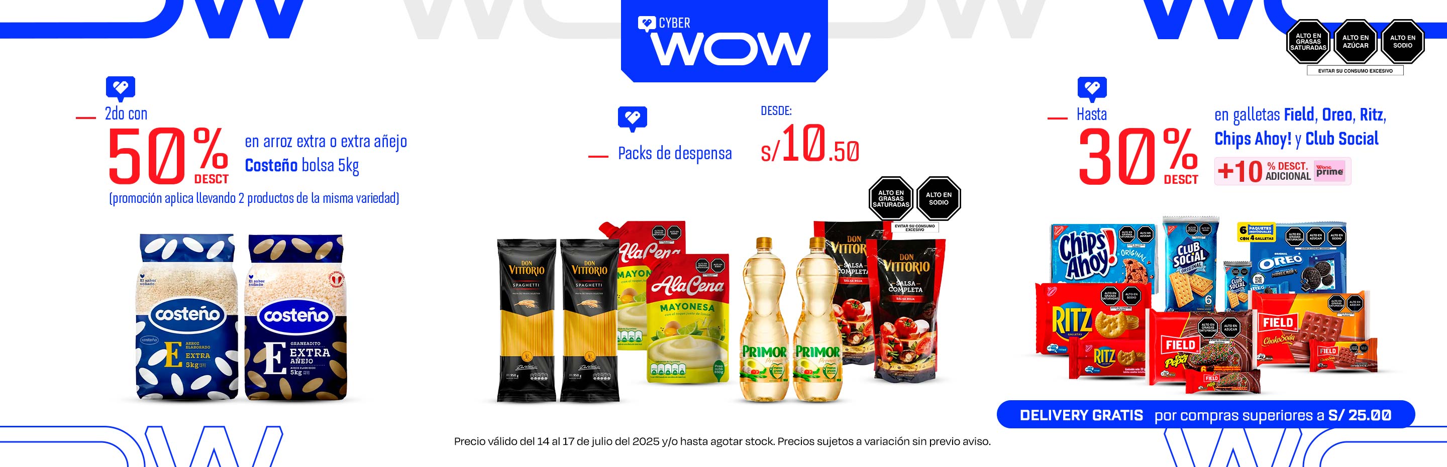 2do con 50% desct. en arroz extra o extra añejo Costeño bolsa 5kg (Promoción aplica llevado 2 productos de la misma variedad)