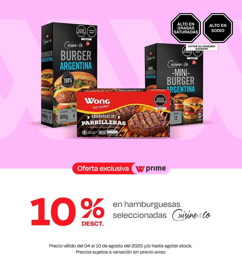 10% de desct. En hamburguesas seleccionadas