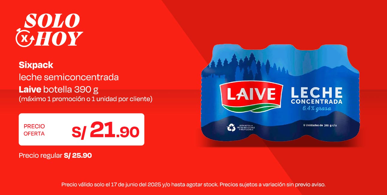 Sixpack Leche Semiconcentrada Laive Botella 390g (Máximo 1 promoción o 1 unidad por cliente)